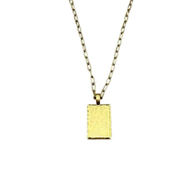 Madewell Rectangular Pendant Chain Necklace Gold Tone Minimalist Elegant - Picture 2 of 5